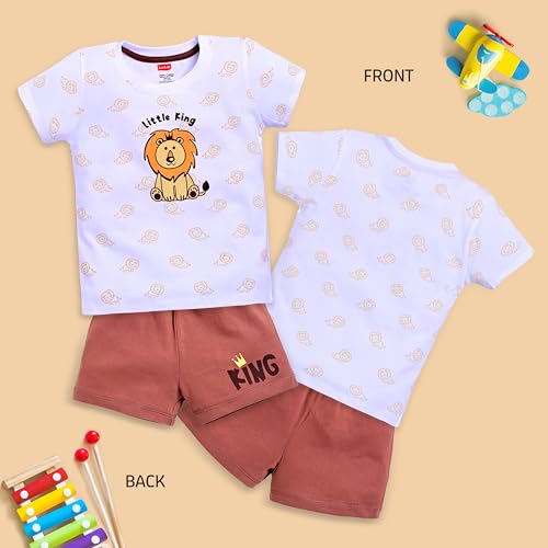 Image of LuvLap Baby Boys Regular Fit 100% Cotton Half Sleeves Boys T-Shirts and & Shorts Set Pack of 3