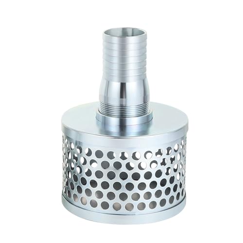 Round Hole Suction Strainer Filter for Pumps with Hose Connector, Carbon Plated Steel Basket Water Suction Filter, with NPT Female Thread, Reduces Solids Entering Pump
