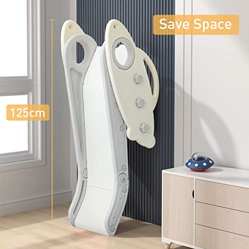 Onasti Kids Slide For Toddlers Age 1-3 Indoor Baby Plastic Slide Outdoor Climber Freestanding Playset With Basketball Hoop & Ring Game Grey #TOP7