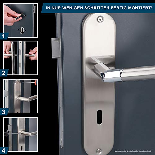 Alpertec Edelstahl Renovierungsgarnitur (I) BI-Color für Zimmertüren Drückergarnitur Türgriffe Türdrücker, 88021880 …