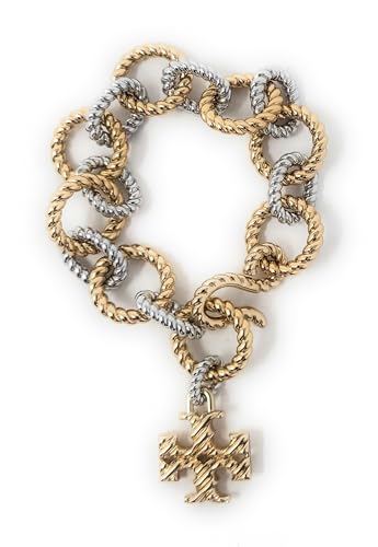 Tory Burch Women's Textured Rope Chain Bracelet (Tory Gold, Tory Silver)2