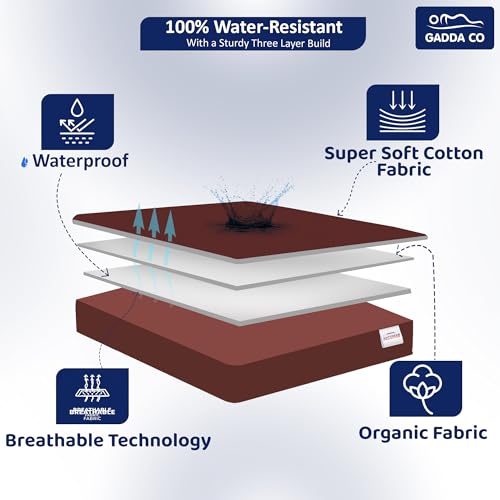 Image of GADDA CO Waterproof Mattress Protector | Ultra Soft Cotton, Breathable & Hypoallergenic Fitted Bed Cover | Fits Up to 10 Inch Mattress | Coffee | King Size 72x84 Inch