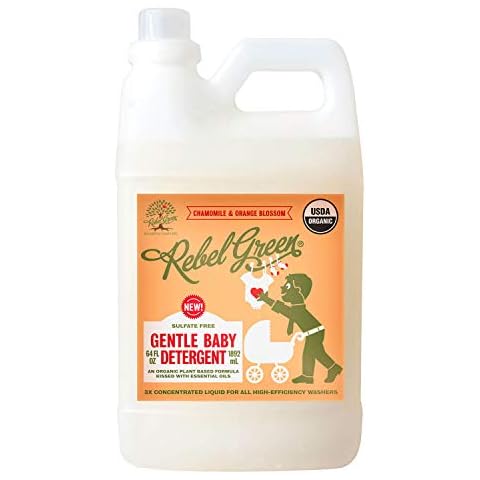 Rebel Green Natural Baby Laundry Detergent, Certified Organic and Hypoallergenic Liquid Laundry Soap for Infants and Babies with Sensitive Skin - 64 Loads Cover