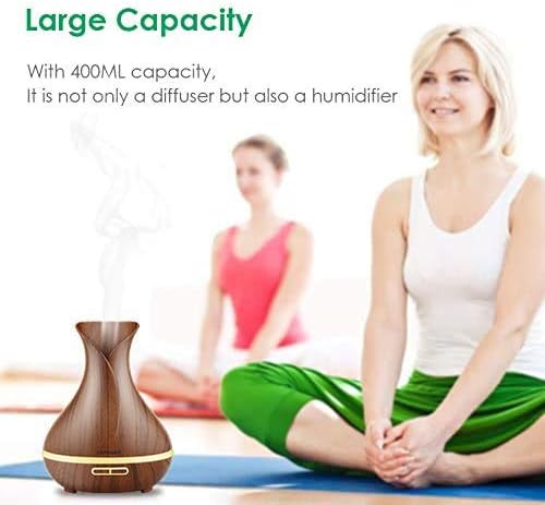 URPOWER Essential Oil Diffuser, 400ml Wood Grain Aromatherapy Diffuser Ultrasonic Cool Mist Humidifier with Waterless Auto Shut-Off Diffuser for Essential Oils for Bedroom Office Home Baby Room Yoga