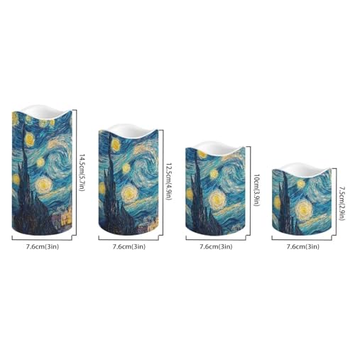 Image of Starry Night Plastic Flameless Candles with Remote Control and Timer LED Flickering Battery Electric Pillar Candles for Table Decoration