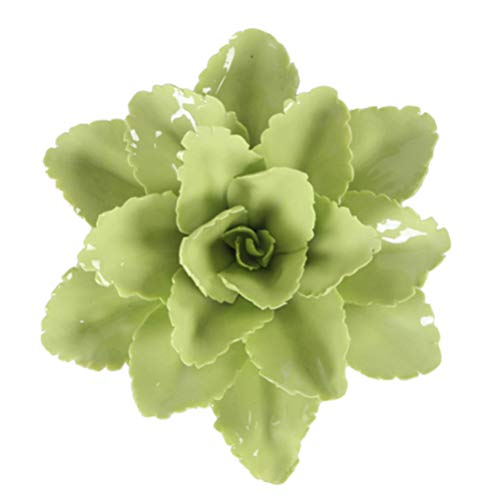 Ceramic Flower Wall Decoration 3D Floral Wall Art Hanging Ornament Wall Sculptures For Home Garden Patio Living Room (Green) #TOP26