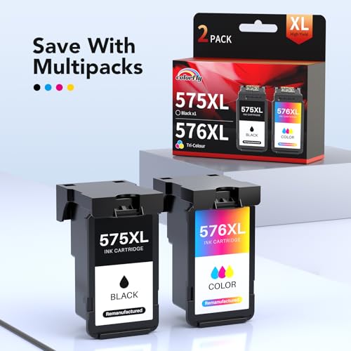 PG-575XL CL-576XL Druckerpatronen Compatible 575XL PG-575 XL Tintenpatronen Schwarz für Canon 575XL 575 XL 576 Druckerpatronen für Canon TS3550i TR4750i TR4751i TS3551i(2-Pack)