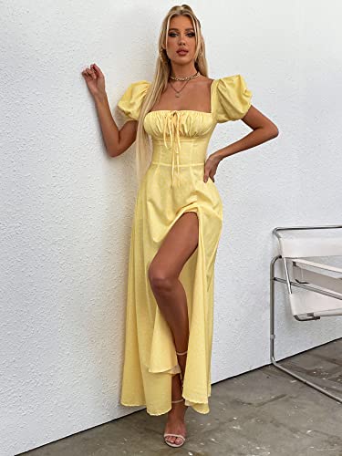 Image of KUTUMAI Women Summer Puff Sleeve Off Shoulder Floral Flowy Long Maxi Dress
