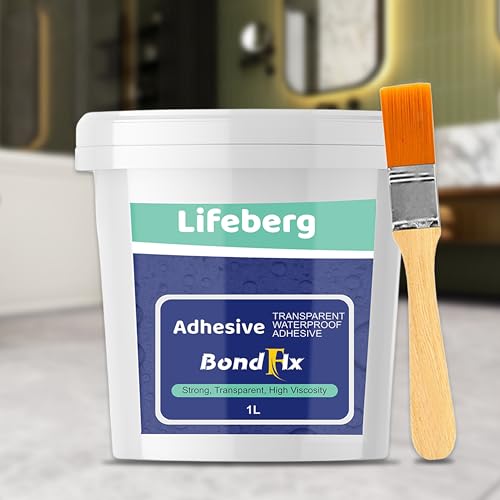 Image of 1L /1Kg Transparent Waterproof Glue with Brush, Clear Water-Based Invisible Leak Repair Coating for Roofs, Walls, Bathroom, Shower, Kitchen, Indoor & Outdoor Waterproof Agent