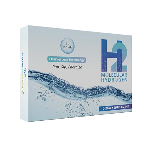 Wellness Extract Tabletas de agua de hidrógeno molecular H2 con tecnología efervescente para una hidratación saludable, energía óptima y apoyo al metabolismo; 8 PPM. (30, sin sabor)