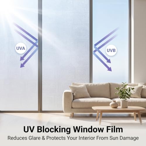 Image of SUNBABY Frosted Privacy Window Film, Light in, Static Cling, 35.4 inchx78.7 inch | Day & Night Privacy, Stops Dog Barking, Renter-Friendly No Glue, Removable & Reusable, UV Blocking, with 3 Tools for Bathroom
