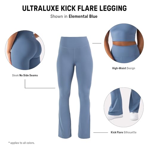 YITTY Active Women's Ultraluxe Kick Flare High Waist Legging, Athleisure, 4-Way-Stretch, Iconic Black, M, Regular | 32