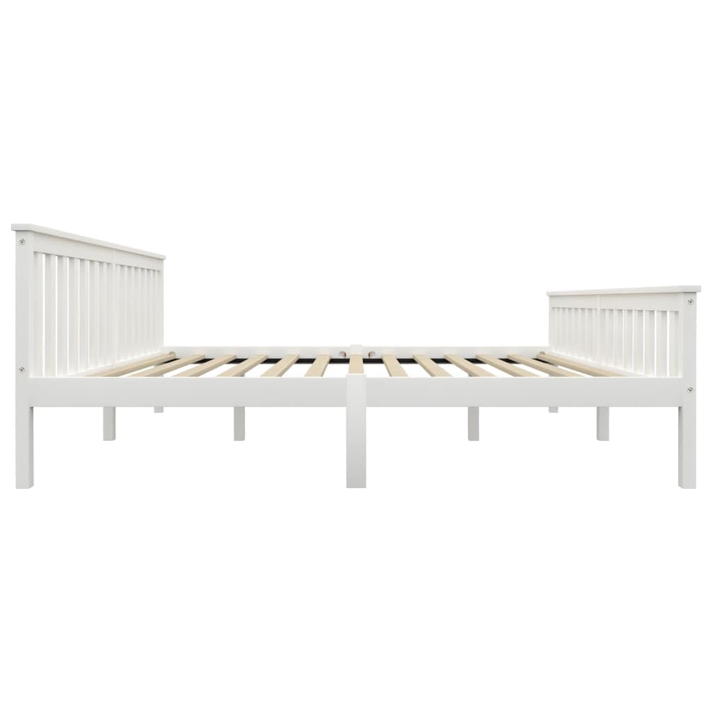 White Pine Solid Wood Bed Frame 180x200 cm with Slats | Modern platform design includes a supportive wooden slat base, suitable for guest rooms and family use.