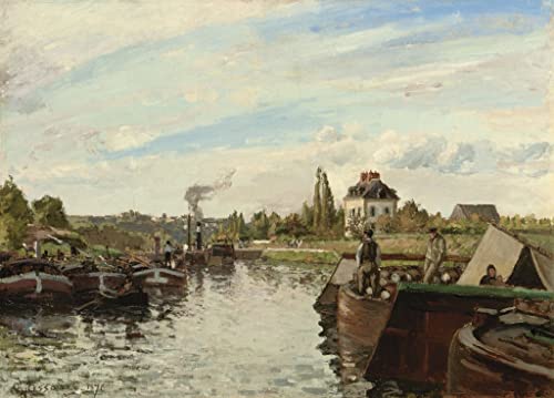 Toile Impression Péniche sur la Seine Pissarro 60x90 style graffiti chic pour grand mur vide