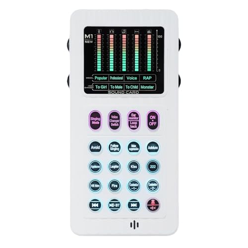 Jectse Tarjeta de Sonido Portátil con Cambiador de Voz, Disfraz de Voz Bluetooth con 8 Efectos de, Ajuste de Tono de 10 Niveles, para PC, Teléfono, Computadora Portátil, Transmisión