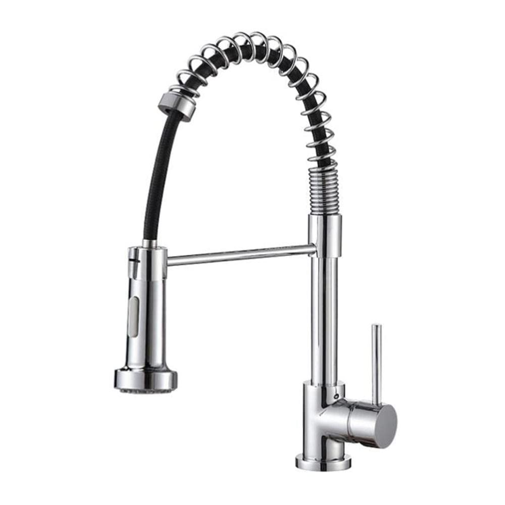 Mitigeur de cuisine pivotant 360° en laiton avec douchette extractible chromée