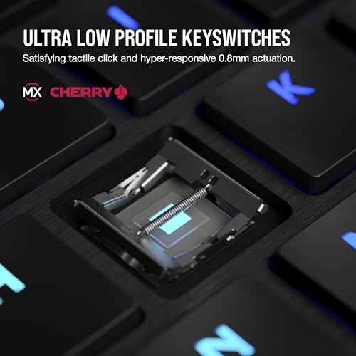 Image of Corsair K100 AIR Wireless RGB Mechanical Gaming Keyboard - Ultra-Thin, Sub-1ms Slipstream, Low-Latency Bluetooth, Cherry MX Ultra Low Profile Keyswitches - NA Layout, QWERTY - Black