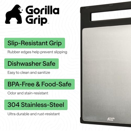 GORILLA GRIP 304 Stainless Steel Cutting Boards, Set of 2, Black by GORILLA GRIP - Used condition - Image 2
