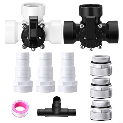 Adattatore per tubo deviatore a 3 vie per piscina, kit adattatore per tubo flessibile con valvola deviatrice a 3 vie per collegamento senza soluzione di continuità a filtri e pompe per piscina (nero)
