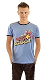[costumebase] Willy's Wonderland ウィリーズワンダーランドジャニターTシャツTシャツリンガーネイビーブルー (XL)
