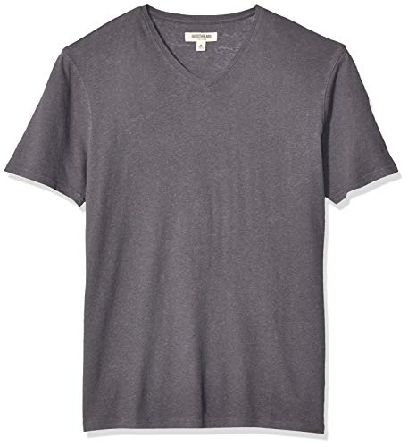 Amazon Brand - Goodthreads Men's Linen Cotton V-Neck T-Shirt, Dark Grey, Medium