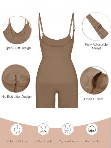 Image of SHAPERX Open Bust Shapewear Tummy Control Bodysuits for Women Seamless Compression High Waisted Body Shaper