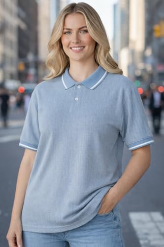 Image of Mack Jonney Women's Textured Polo T-Shirt | Half Sleeve Cotton Blend Top |Casual Collar Tee | Regular Fit-M7527