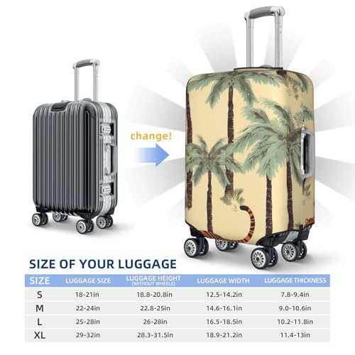 Travel Luggage Cover Palm trees and tigers Suitcase Protector Elastic Washable Stretch Suitcase Protector Anti-Scratch Travel Suitcase Cover Fit 18-32 Inch Luggage2