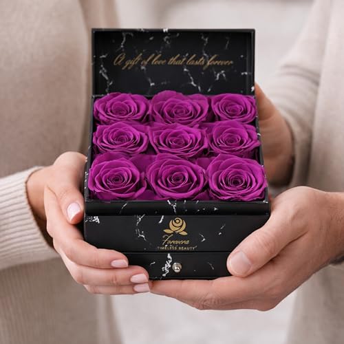 Caja de regalo con 9 rosas preservadas Forevera miniatura 6