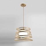 Lampadario moderno a sospensione a fasce intrecciate, in ferro verniciato finish opaco - Attacco 1xE27, Potenza max 1x60 W, dim. 33x22 cm, lunghezza filo 100 cm (Tortora)