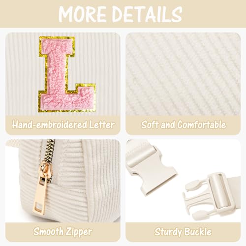 Image of Gitus Gifts for Teen Girls 10-12 12-14 14-16 16-18 Birthday Gifts for Girls Women Sister Teacher Initial Belt Bag Fanny Pack Crossbody Bags for Teen Girl Gifts Trendy Stuff Travel Essentials (Ivory-L)