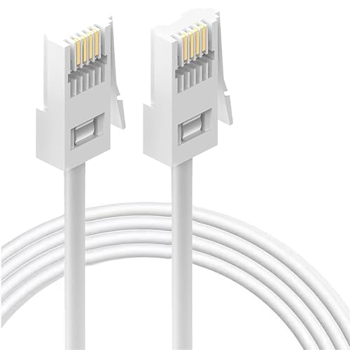 HAWAKA 2PCS BT Telephone Cable, BT Male to Male Telephone Wire,RJ11 6P4C Male Plug to Male Plug Flat Cord 4 Wire Phone Cables for Landline (WH-2 Meters)