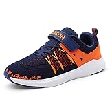  ZOSYNS Kinder Sportschuhe Mesh Atmungsaktiv Kinderschuhe Laufschuhe Outdoor Sport Sneaker Turnschuhe Klettverschluss Wanderschuhe Hallenschuhe für Jungen Herren Kinder Blau 28