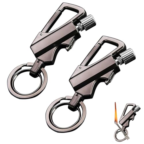 Permanent Match Infinity Lighter with Multitool Keychain Bottle Opener Reusable Waterproof Fire Starter Lighter Outdoor Survival Strike Anywhere Matches (Black*2)
