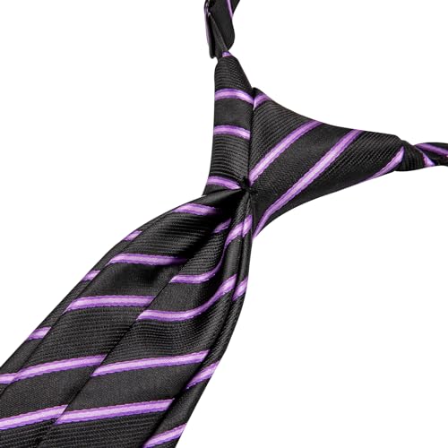 Image of Hi-Tie Father and Son Tie Set Striped Plaid Ties for Men and Boys Silk Necktie Pocket Square Set for Wedding Gifts