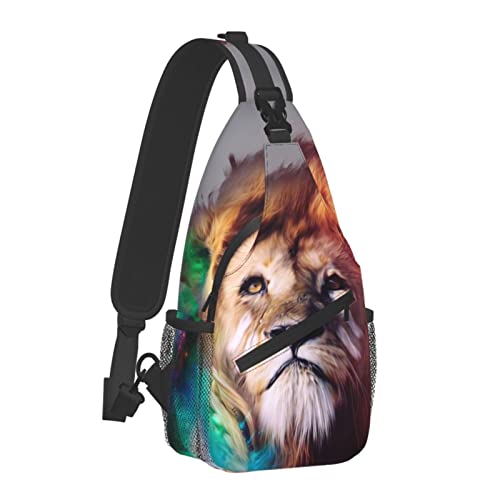 Chest Shoulder Bag Lion Head Strap Daypack Outdoor Chest Crossbody Lightweight Crossbody Bag For Business, Office, Travel