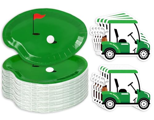 Whaline 90Pcs Golf Party Plates Napkin Set Green Sport Ball
