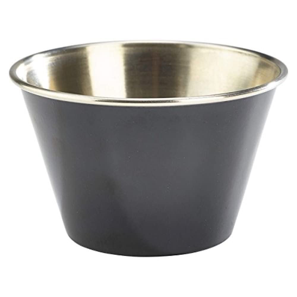 Genware NEV-RAMST6BK Stainless Steel Ramekin, 6 oz., Black