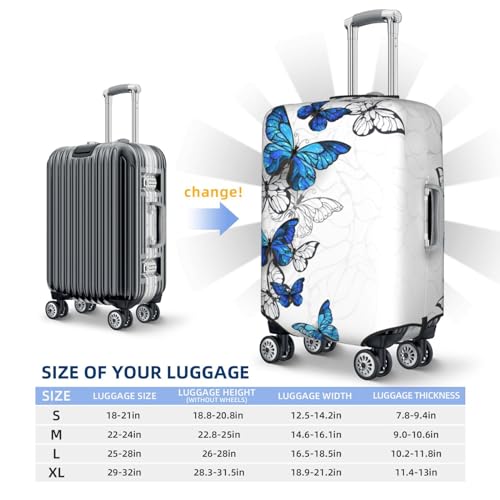 Travel Luggage Cover Protector - Blue Flying Butterflies Washable Suitcase Covers For 18-32 Inch Luggage2