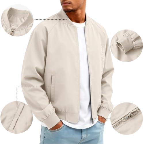 Bomber Jacket for Men Casual Lightweight Wind Breaker Zip Up Jacket - image 4