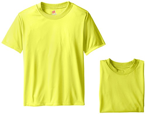 Hanes Big Boys' Cool DRI Performance T-Shirt Pack of 3, Safety Green, Medium