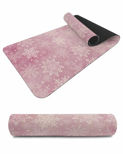 Debedcor Heat Proof Table Pads Waterproof Decorative, Pink Christmas Snowflake Non-Slip Table Countertop Protector, Xmas Winter Snowflakes Insulation Mat for Kitchen Room, 40 x 12 Inches