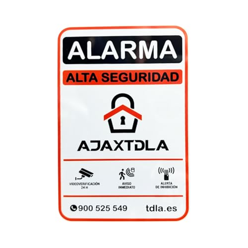 NO PARECE REAL, LO ES. Super Adhesivo y ALUMINIO - Somos empresa venta de ALARMAS Ajax Especial piso Cartel alarma disuasorio Naranja - 14x9cm - 0,8mm