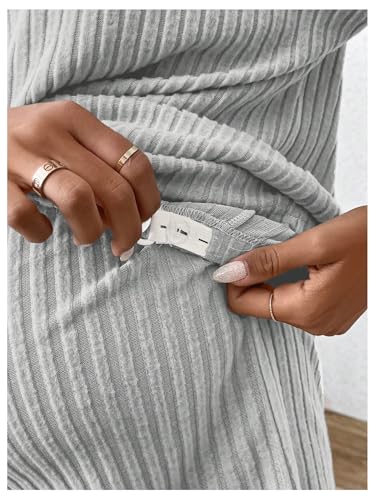 Image of MakeMeChic Women's Maternity 2 Piece Sets Summer Rib Knit Top and Short | Mama Clothes,Lounge,Short Sleeve Tee Shirt,Pregnancy Pajamas,Bump Friendly Outfits