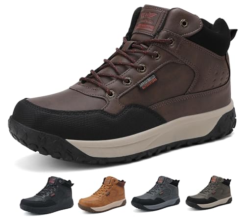 ARRIGO BELLO Botas de Invierno Botas de Nieve Caliente para Hombre Antideslizantes Zapatos de Senderismo Montañismo (Marrón 43)