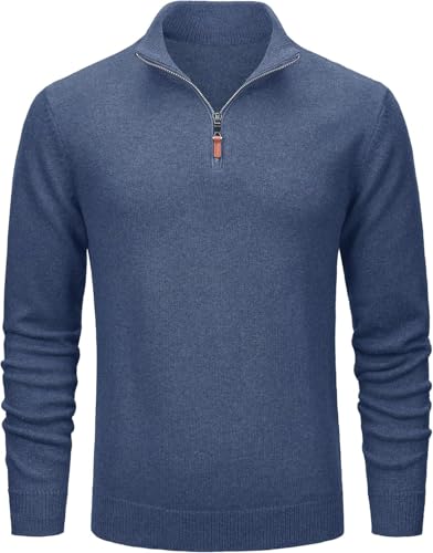 Pull homme 1/4 zip à col montant sweater chaud en tricot