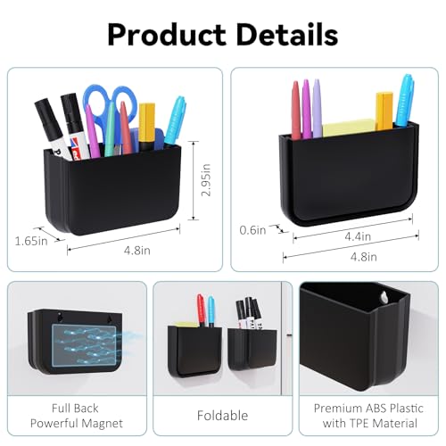 Magnetic Foldable Pen Holder, Magnetic Dry Erase Marker Pencil Holder, Strong Magnet Remote Holder Storage Organizer for Office, Whiteboard, Locker, Home Refrigerator, Desk Accesso image 2