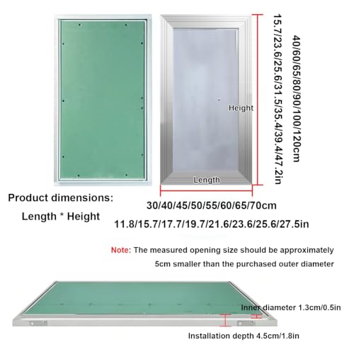 Panel de acceso para placas de yeso 70x100cm con trampilla blanca pintable 8