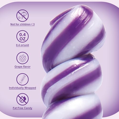 Twisty Lollipop,Rainbow Lollipops Individually Wrapped Bulk,Rainbow Candy for Children Kid's Whirley Lollipops Candy for Birthday,Grape Flavor 30 Pack