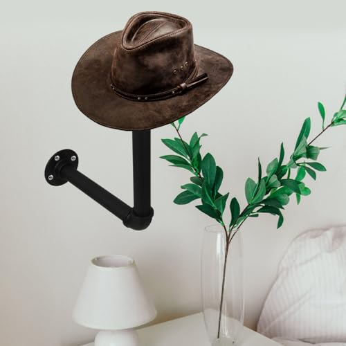 Cabilock Wandmontierter Metall-hutständer Mit Holzregal Hut-wandhalterung Vintage-handtuchständer Hut-organizer Hutwaschständer Für Schlafzimmerzubehör Huthalter-ausstellungsständer